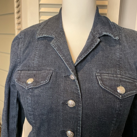 Ralph Lauren Jeans Co Indigo Dark Wash Fitted Denim Jacket Petite Medium - Picture 3 of 6